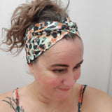 Mint/Rust Leopard Twist Headband