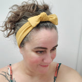 Mustard Ribbed Bow Headband