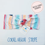 Coral/Aqua Stripe Headband