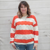 Coral/White Stripe Sweater