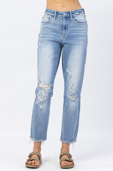 90s Straight Distressed Jeans