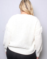 Ivory Cropped Fringe Sweater