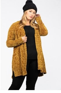 Gold Chenille Cardigan Sweater