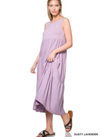 Dusty Lavender Ruffle Midi Dress